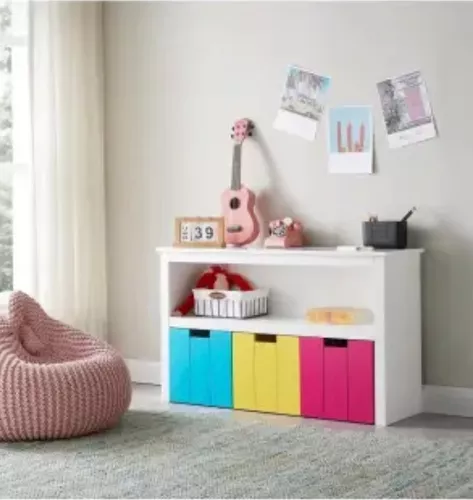 Mueble organizador infantil con 3 cajones y rueditas 95x35x39,5cm