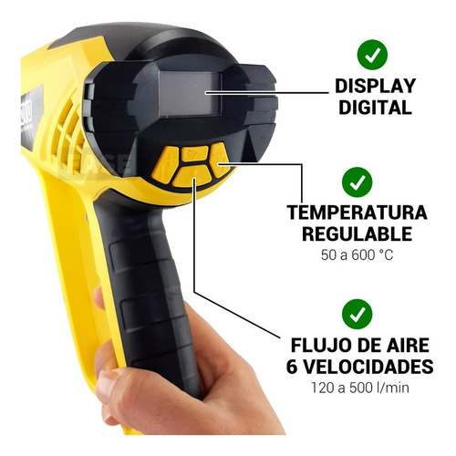 Pistola De Calor Aire Caliente Digital Barovo 2000w Kit 9 Accesorios Control Temperatura Profesional Microcentro Lelab
