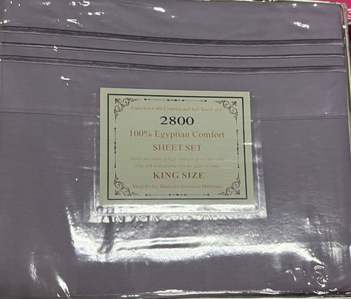 Juego De Sabana King Size 2800 Hilos Sólida Lavanda Liso