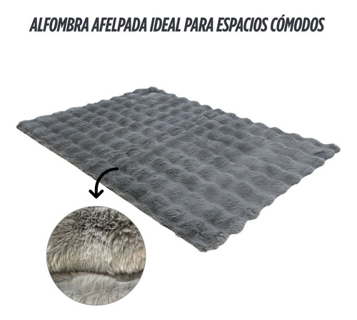 Alfombra Afelpada 118x80 Cm Tapete Suave Para Sala Y Cuarto Plateado