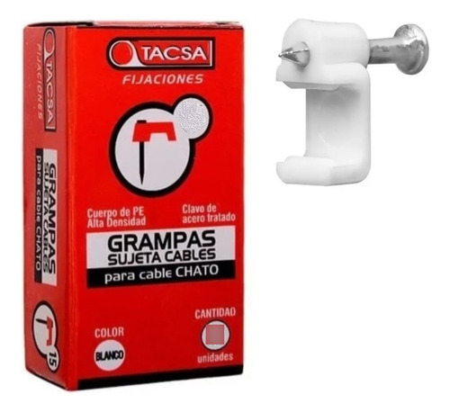 Grampas N°8 Tacsa Sujeta Cable Chato Caja X 100 Uds