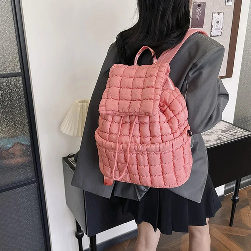 Mochila De Plumón Para Mujer Con Diseño A Cuadros