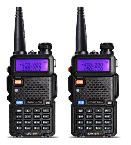Imagem 1 de 6 de Kit 2 Rádio Ht Comunicador Baofeng Dual Band  Hhf + Vhf Uv5r
