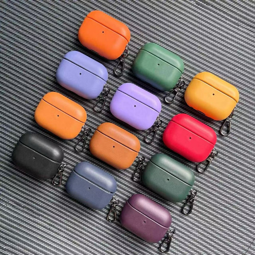 Case Couro Premium Compatível Fone Airpods Pro 1/2 Geração Roxo