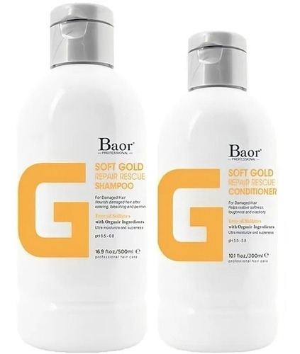 Shampoo Reparador + Acondicionador Baor G Soft Gold