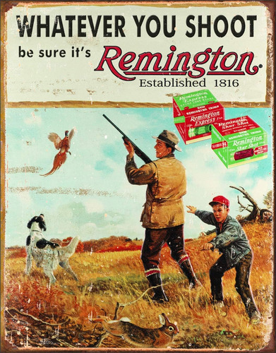 Cartel De Chapa Retro Remington Establecido 1816 Caza Divert