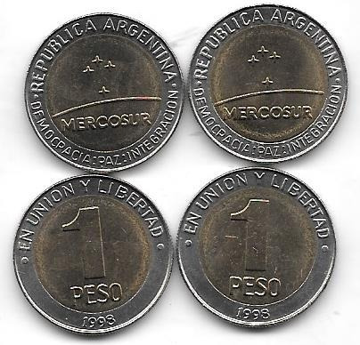 Moneda 1 Peso Mercosur Bimetalica Año 1998 Sin Circular