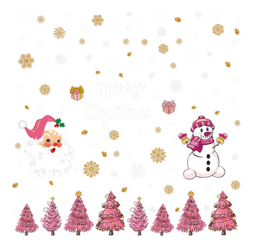 6 Pegatinas Navideñas De Color Rosa Para Ventana,