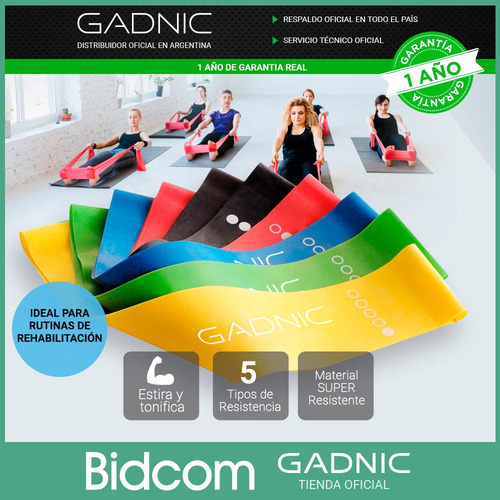 Kit De 5 Bandas Elasticas Isometricas Pro Gadnic Fitness