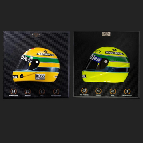 2 Quadros 3d Decorativo Helmet F1 Sn 1988 E 1985 Amarelo