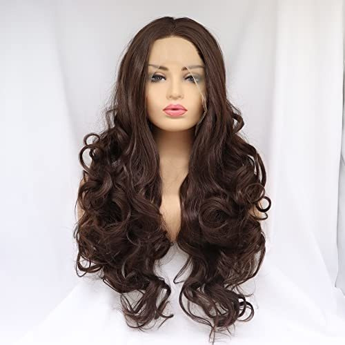 Xiweiya Wigs 6# Natural Brown Lace Wig Long Body Wave Kk79k