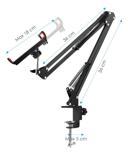 Imagen 3 de 6 de Soporte De Celular, Tablet Ajustable Con Brazos Largos Bra