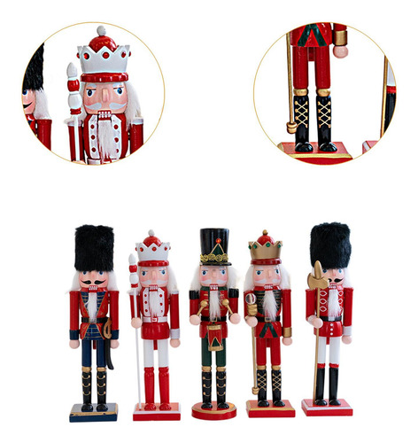 5 Figuras De Cascanueces De Madera, Decoración Navideña De