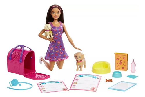 Barbie Muñeca Adopción De Cachorros