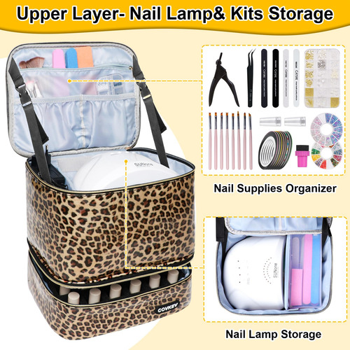 Bolso Para Manicura Neceser Estuche 30 Esmaltes Leopardo