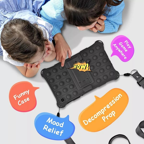 Funda Para Galaxy Tab A8 10.5 X200 Con Correa Pop It Negro