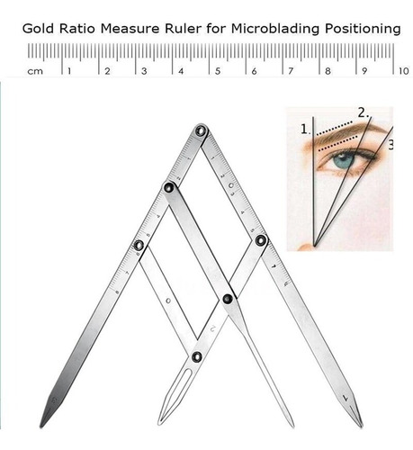 Imagen 6 de 10 de Kit Microblading Compas Regla Lapiz Blanco Marron Plantilla