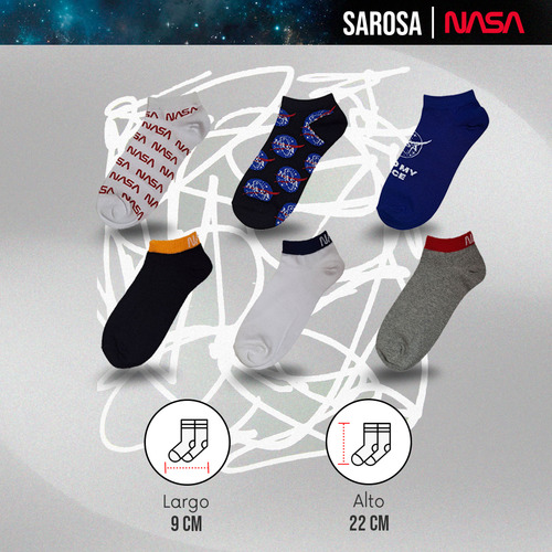 Set Calcetines Nasa Tines Estampados Pack X3 Mujer Hombre