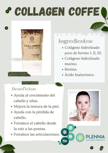 Café Latte Soluble Plennia Gourmet Con Collageno I,ii & Iii