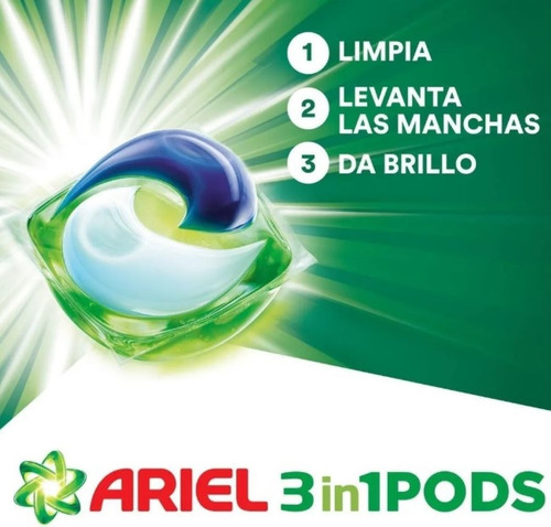 Imagen 5 de 9 de Cápsulas De Detergente Ariel Pods 3 En 1, - 57 Capsulas