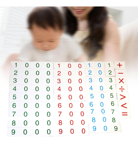 Tarjetas De Números Montessori 1-9000 Multiplicación Resta