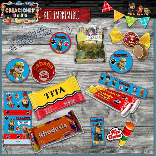 Kit Imprimible Candy Bar Patrulla Canina El Mas Completo