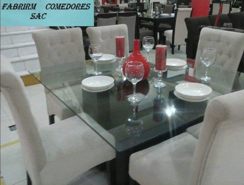 Imagen 5 de 8 de Juego De Comedor De 6 Sillas Tapizadas En Madera Tornillo