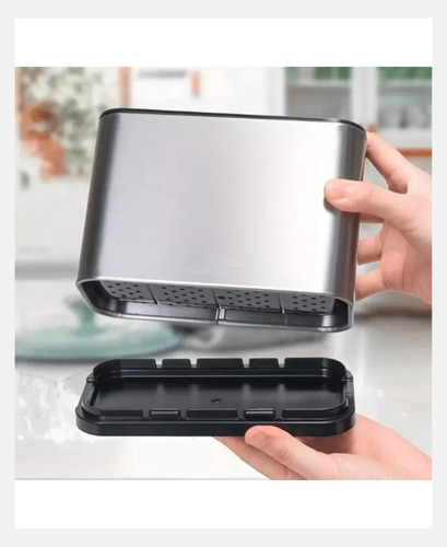 Escurridor De Cubiertos Organizador De Utensilios Acero+pp Plateado