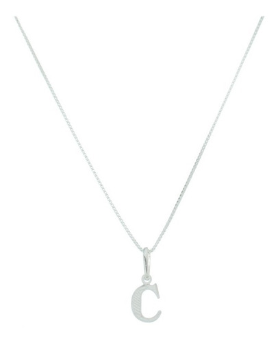 Colar Feminino Em Prata 925 Com Letra C Inicial Nome 