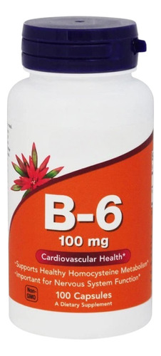Vitamina B-6 100 Mg 100 Cápsulas Vegetales Marca Now