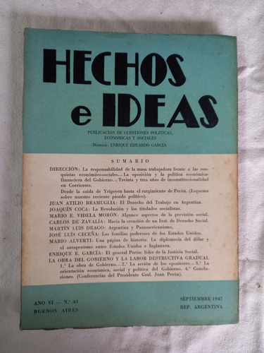 Hechos E Ideas 1947 Perón Coca Drago Bramuglia Zavalía
