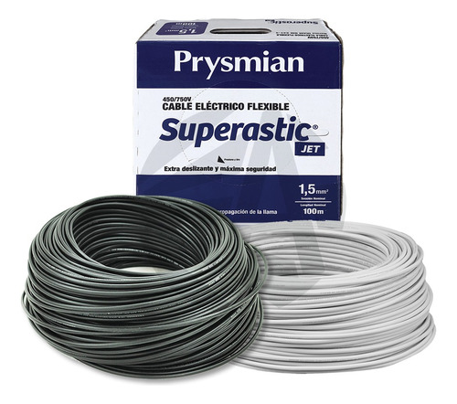 Cable Unipolar Prysmian 1.5mm X2 Pack Negro+blanco X100mt Ea
