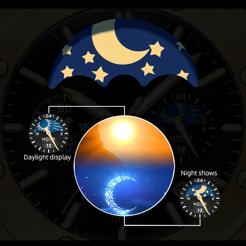Reloj De Cuarzo Chenxi Moon Phase Chronograph Color Del Fondo Dorado/negro