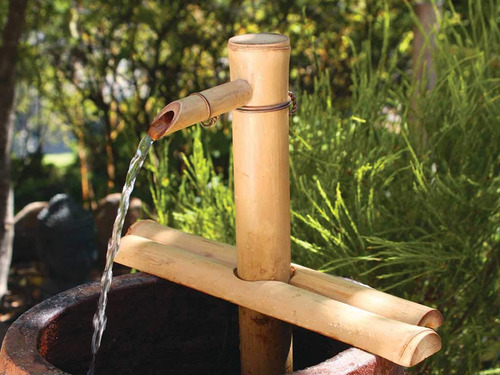 Fuente De Agua Ajustable En Bambú Para Patio Interior/exteri