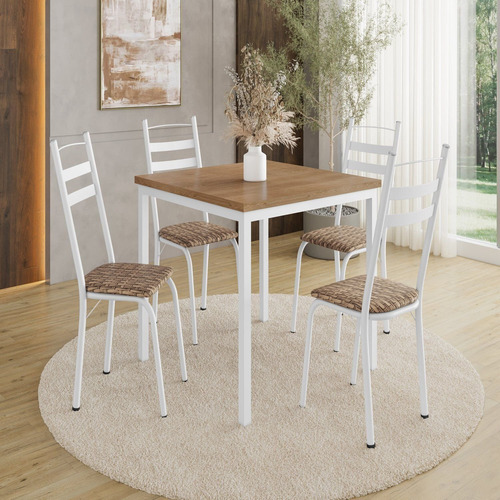 Conjunto De Mesas E Cadeiras 90x90 Com 4 Cadeiras