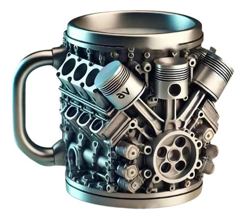 Taza Con Forma De Copa Engine V8, Adorno Mecánico De Resina