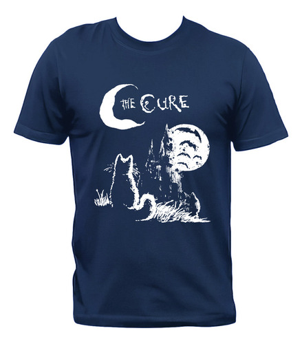 Remera The Cure Rock Gato Luna Algodón Premium