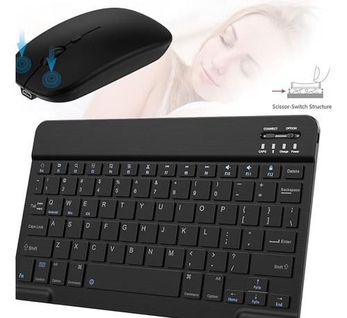 Kits Teclado E Mouse+ Sem Fio E Bluetooth E Tablet- Preta- A
