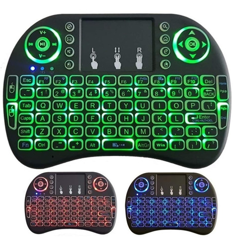 Mini teclado de control inalámbrico para Smart TV Box, PC, ratón, color verde oscuro, teclado, color negro