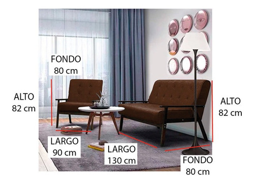 Sala Dalí Suede Chocolate 2pzs Sofa Sillon Sala Plaza