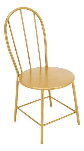 Mini 1:6 Casa De Muñecas Silla De Comedor De Metal Dorado