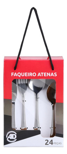 Faqueiro Inox Atenas 24 Peças Talheres Sem Cabo Em Aço