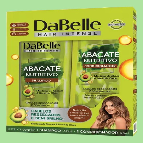 Kit Shampoo 250ml E Condiconador 175ml Dabelle Abacate-cosmo