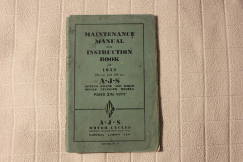 Ajs 350 & 500 1952 Manual De Instrucciones (Usado)