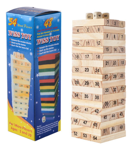 Tipo C, 54 Piezas De Colores Apiladas En Altura, Madera Colo