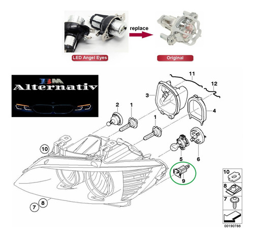 Lámpara Led Ojo De Ángel Bmw E90 Lci 07/12 40w Faro Halogeno