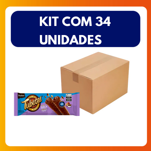 Kit C/34 Un. Choc Wafer Tubetes 80g Cr Avela C/cob