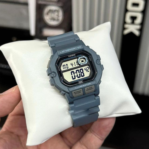 Reloj Casio Ws-1400h-2a Azul Acero Digital Fondo Ámbar Ws-1400h-2a