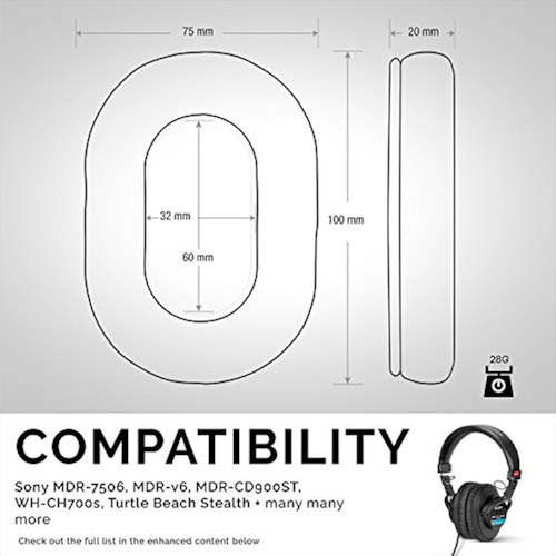 Almohadillas Brainwavz Para Sony Mdr7506/cd900st - Espuma Vi