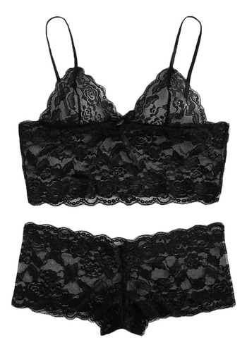Cami De Encaje Para Mujer Con Conjunto De Pijama Corto De Le